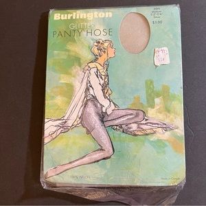 Vtg Burlington Hosiery Co. (Med. 5’2”-5’4”) Silver Glitter Pantyhose